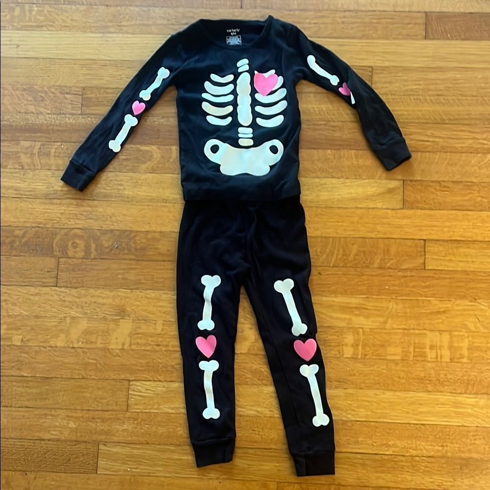 Kids Skeleton pajamas with Pink Hearts